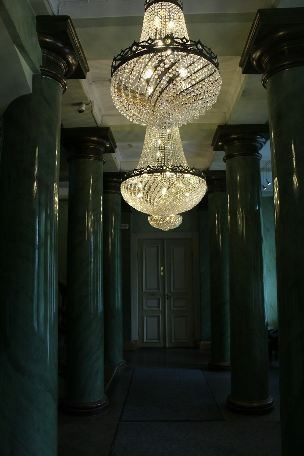 gold and clear glass chandelier