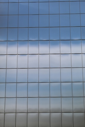 black and white glass building