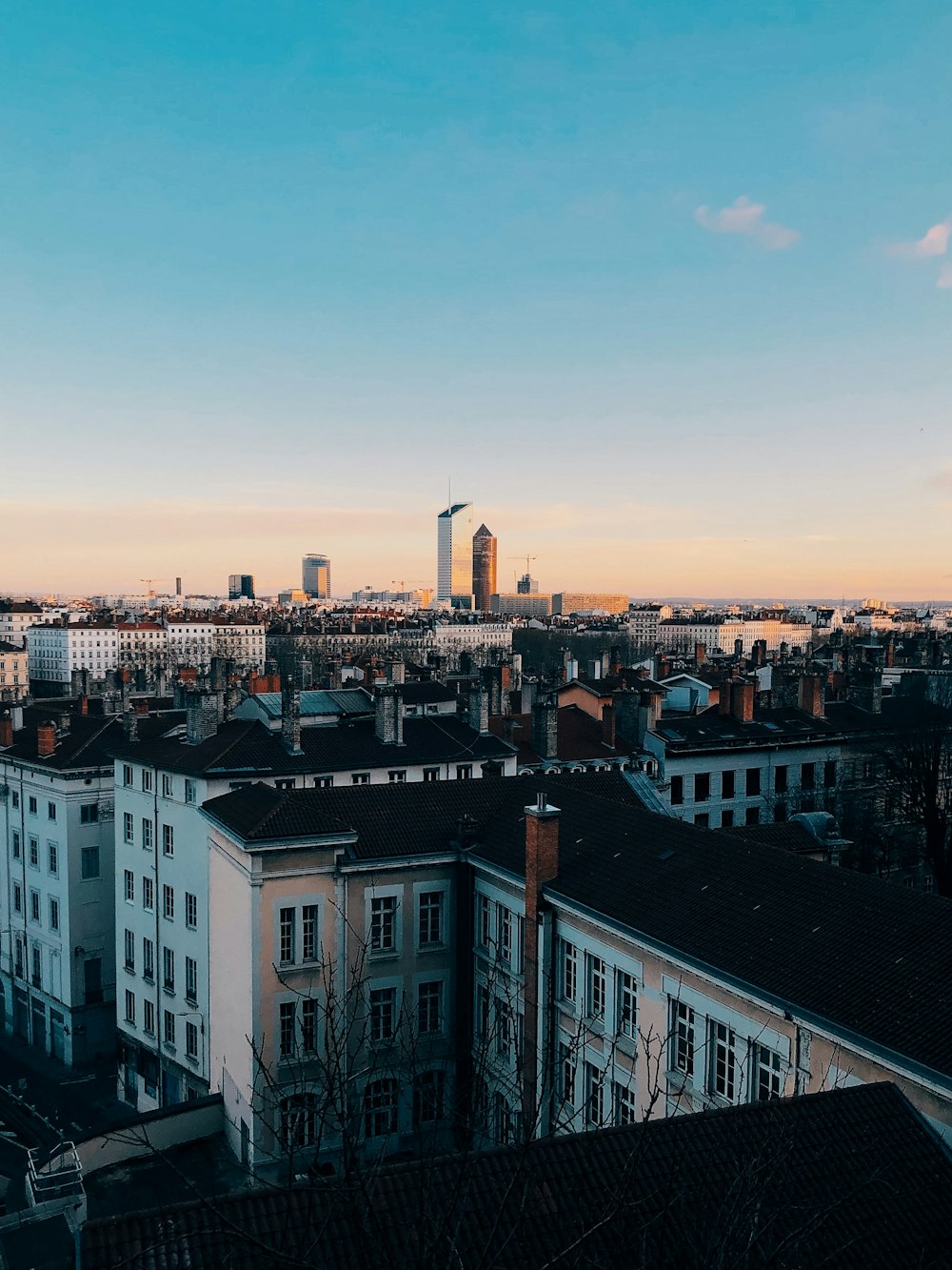 white and brown concrete buildings during sunset