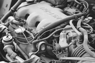 black and gray car engine