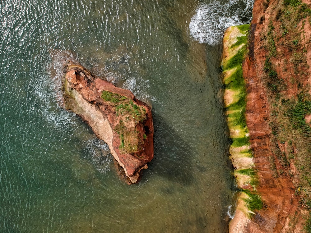 brown and green water waves