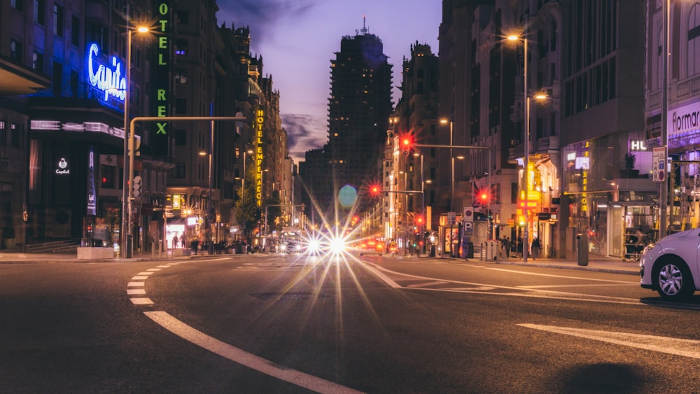 cars on road during night time