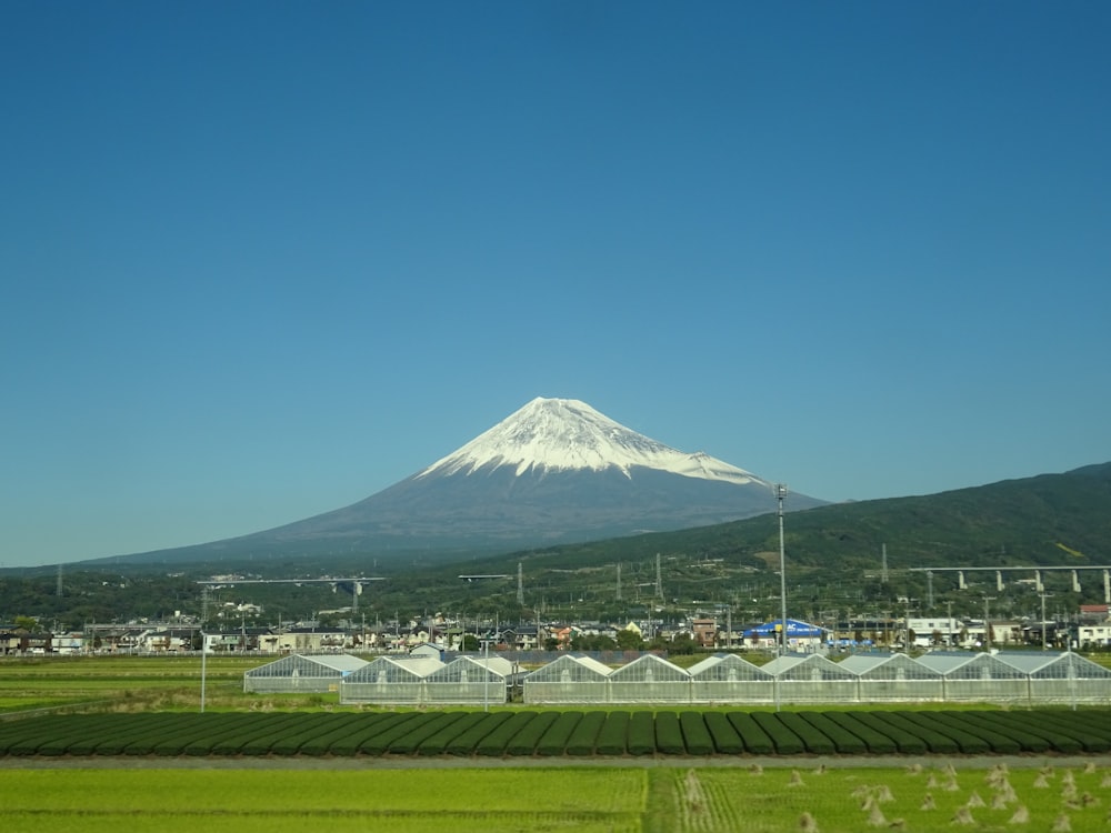 green grass field near mountain under blue sky during daytime