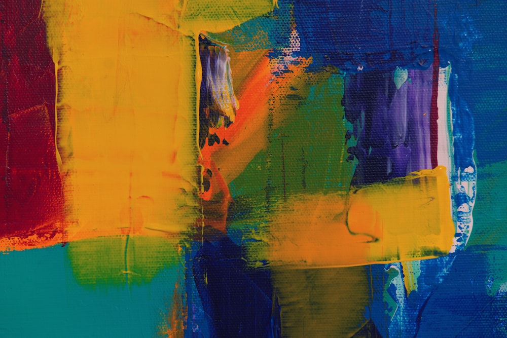 yellow blue and red abstract painting