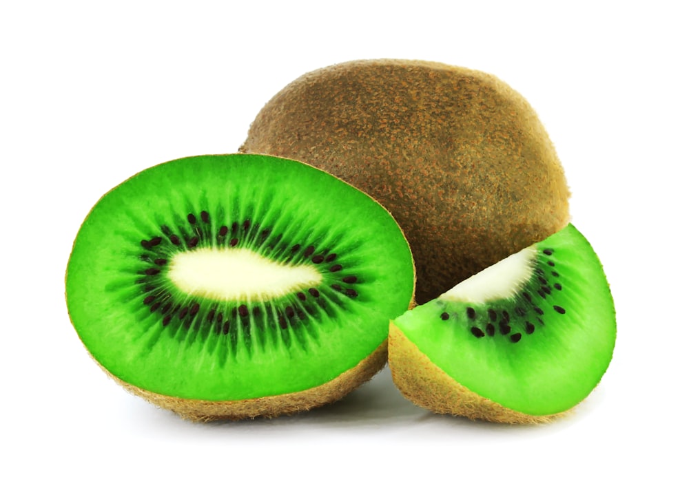 sliced green and brown fruit