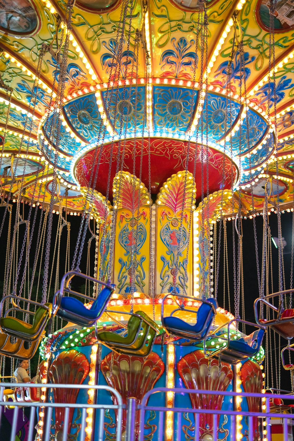 blue red and yellow carousel