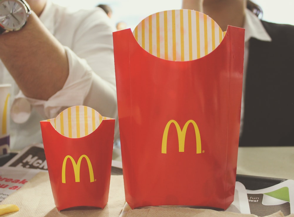 mcdonalds fries on table
