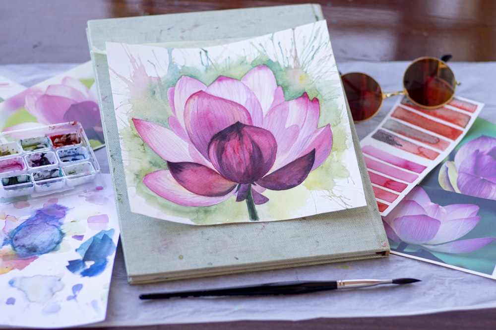 pink and white flower painting