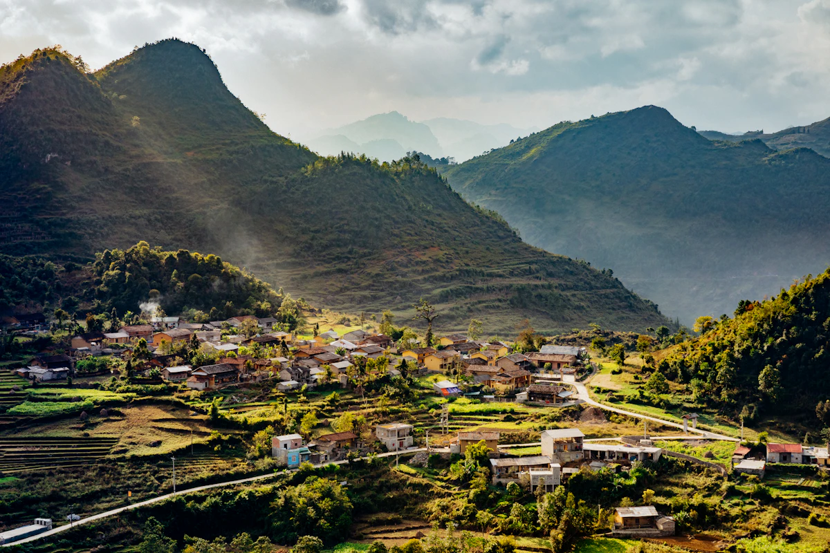 Du Gia waterfall and mountain streams in Ha Giang