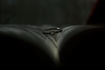 Close-up of a diamond-encrusted book cover shimmering against a sleek black and silver cityscape background.