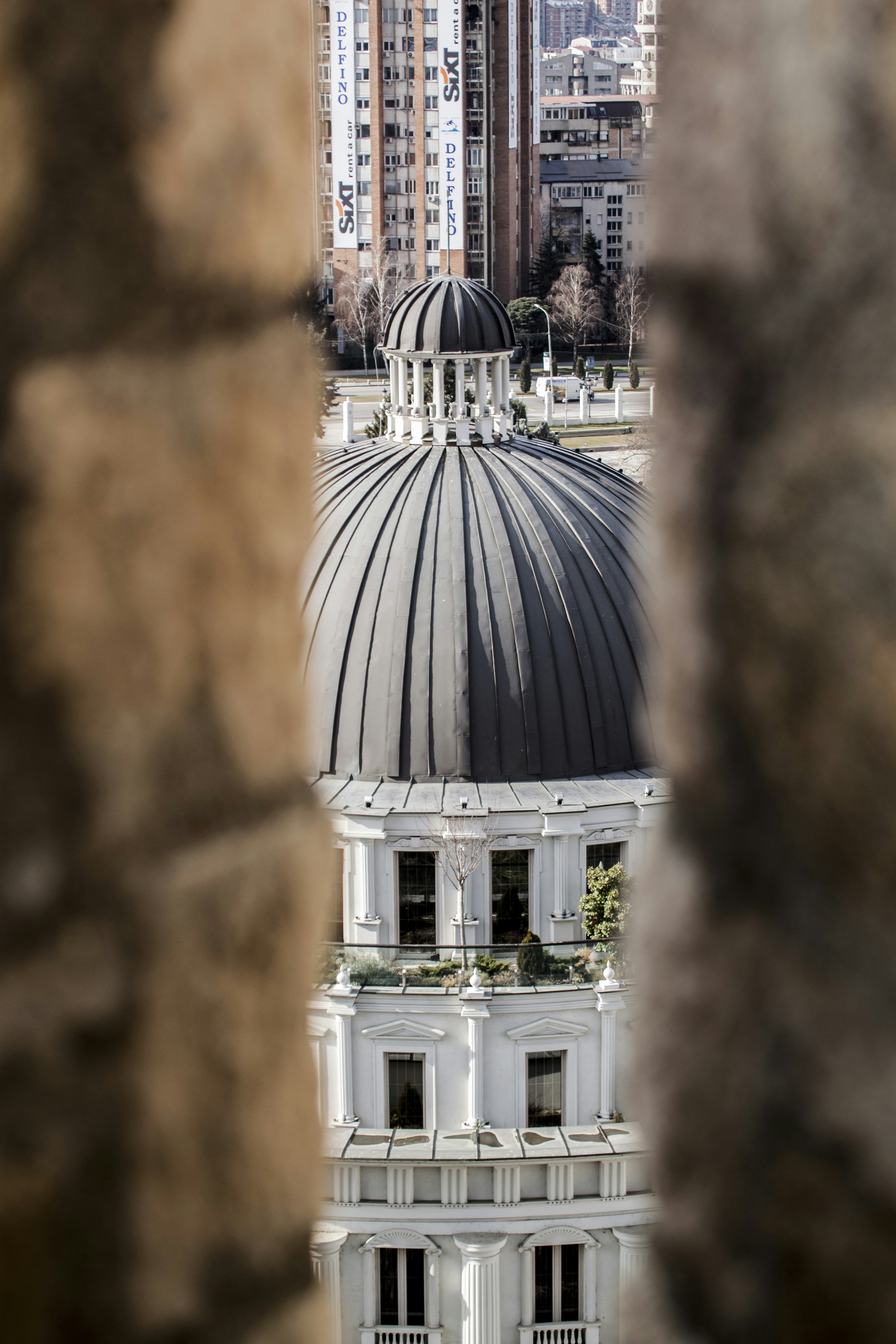 white and blue dome building