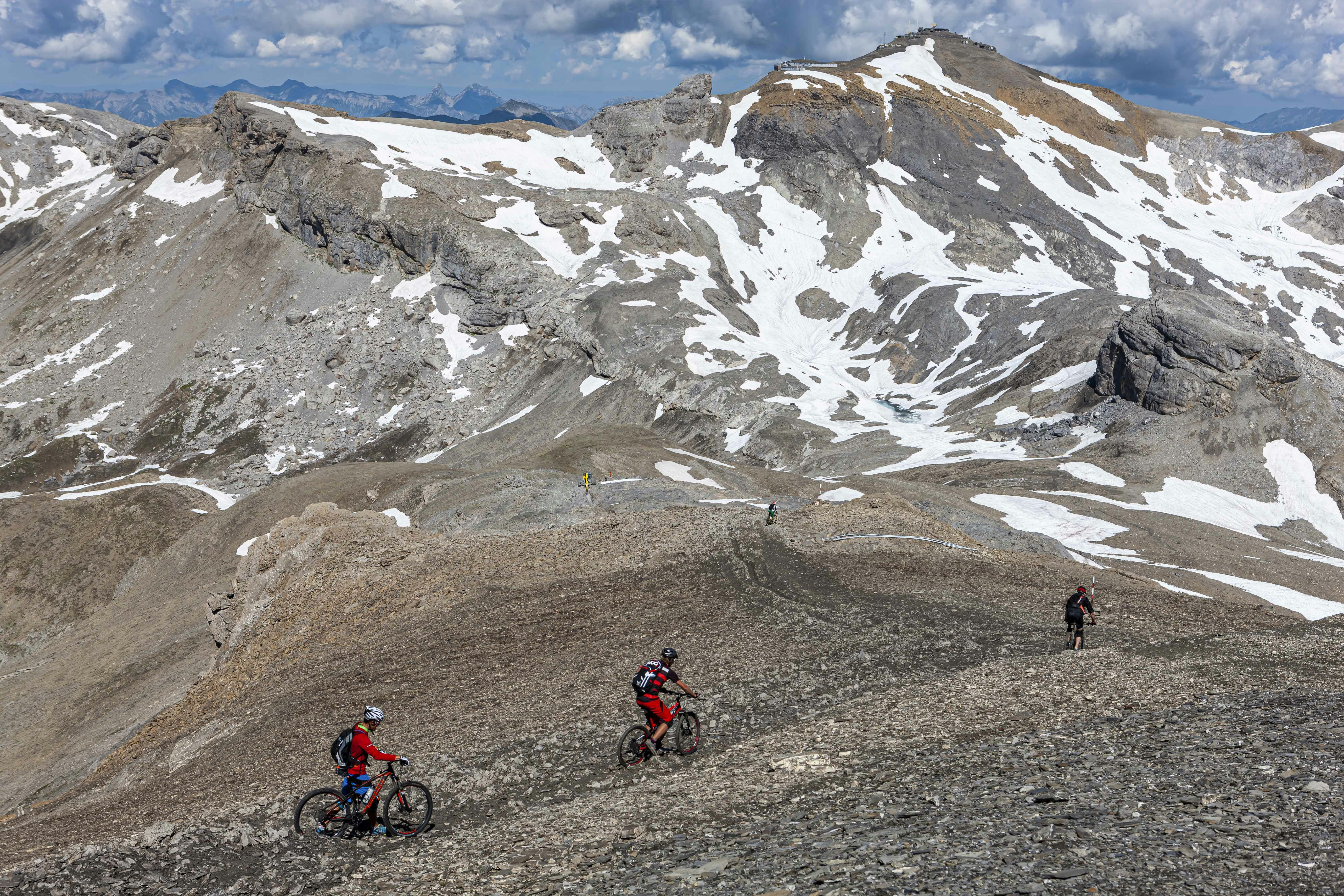 Mountains, Switzerland, Mountain- Bikers, valais, plaine morte