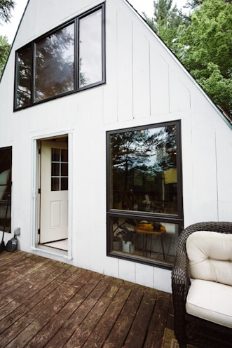 white wooden framed glass window