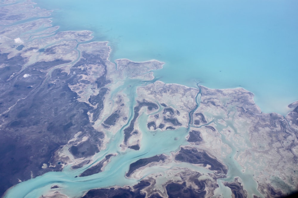 aerial view of green and brown land