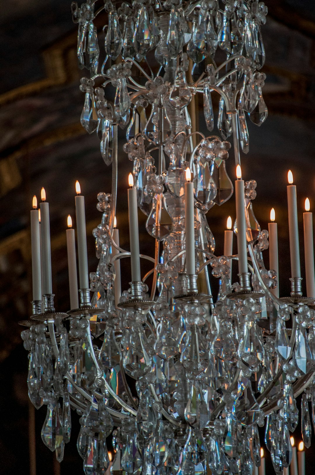 clear glass candle holder with candles