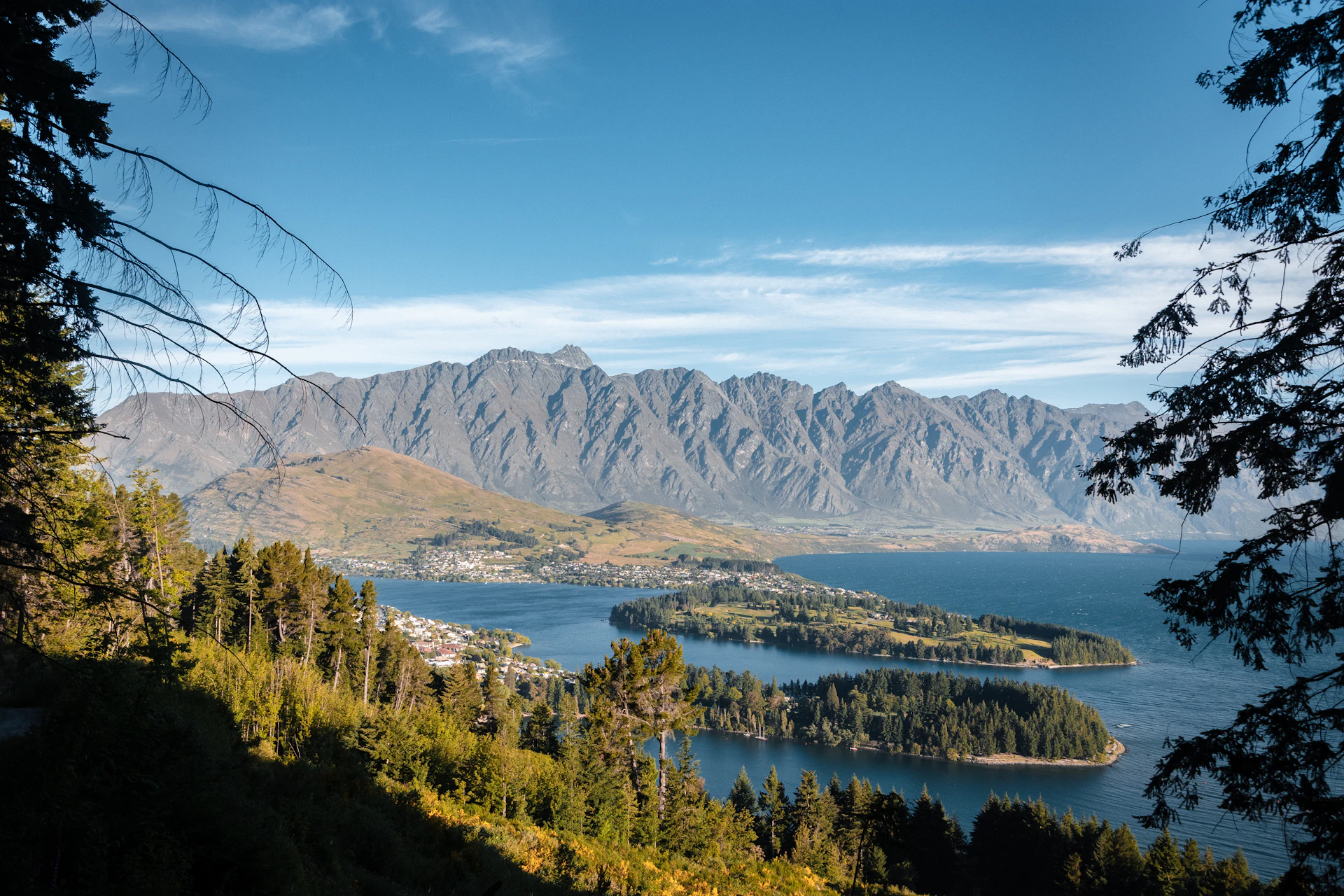 Snow-covered mountains above a lake near Queenstown