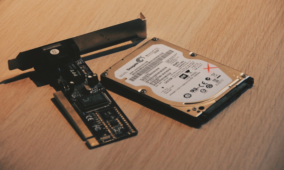 black and silver hard disk drive