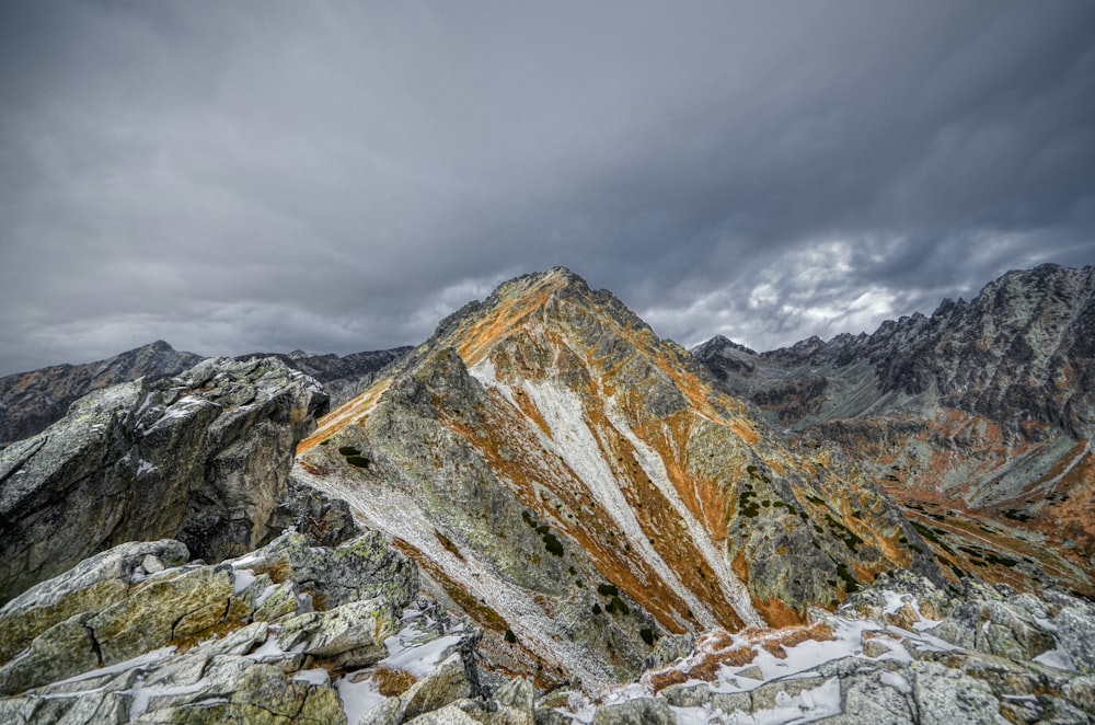 snow covered mountain under cloudy sky during daytime