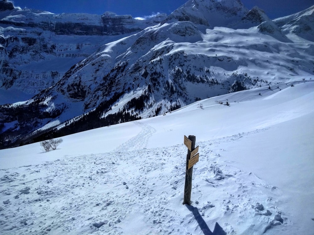 person in brown jacket standing on snow covered mountain during daytime