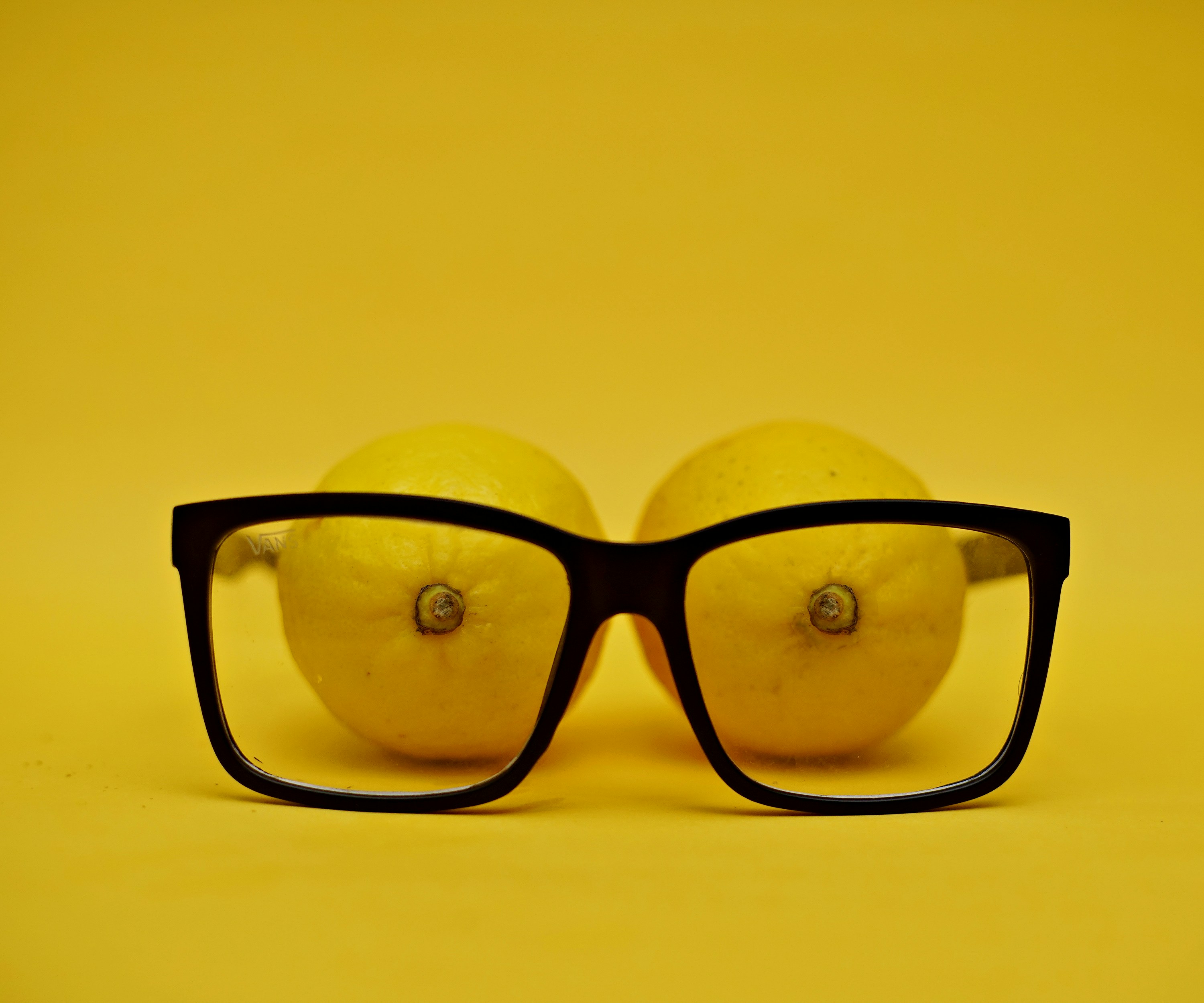 lemons seen inside eyeglasses