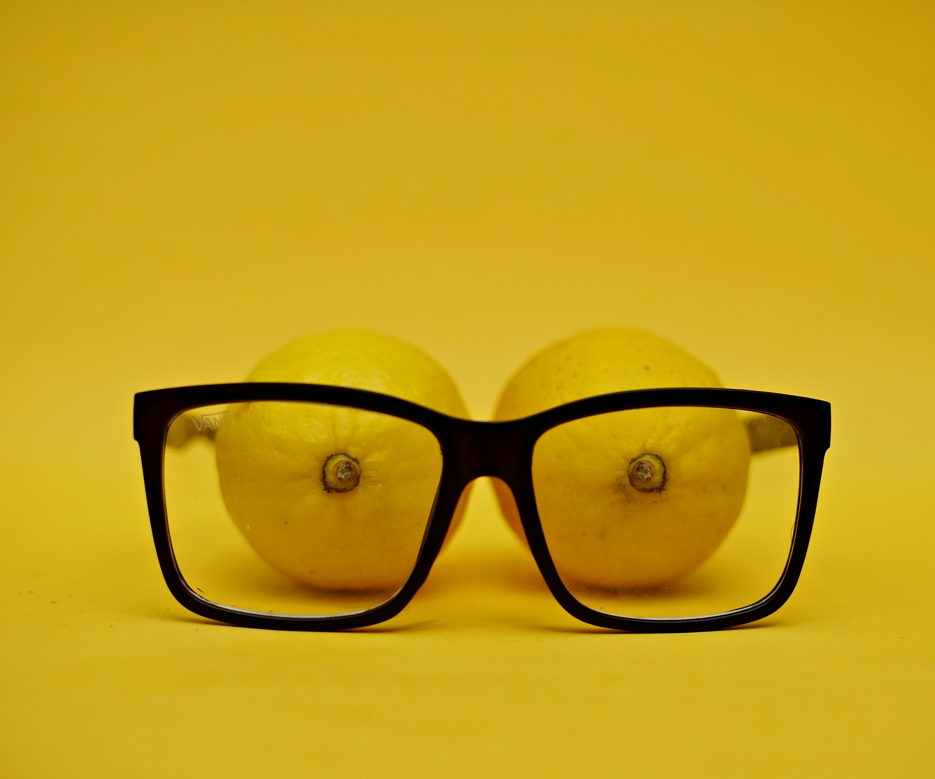 lemons seen inside eyeglasses