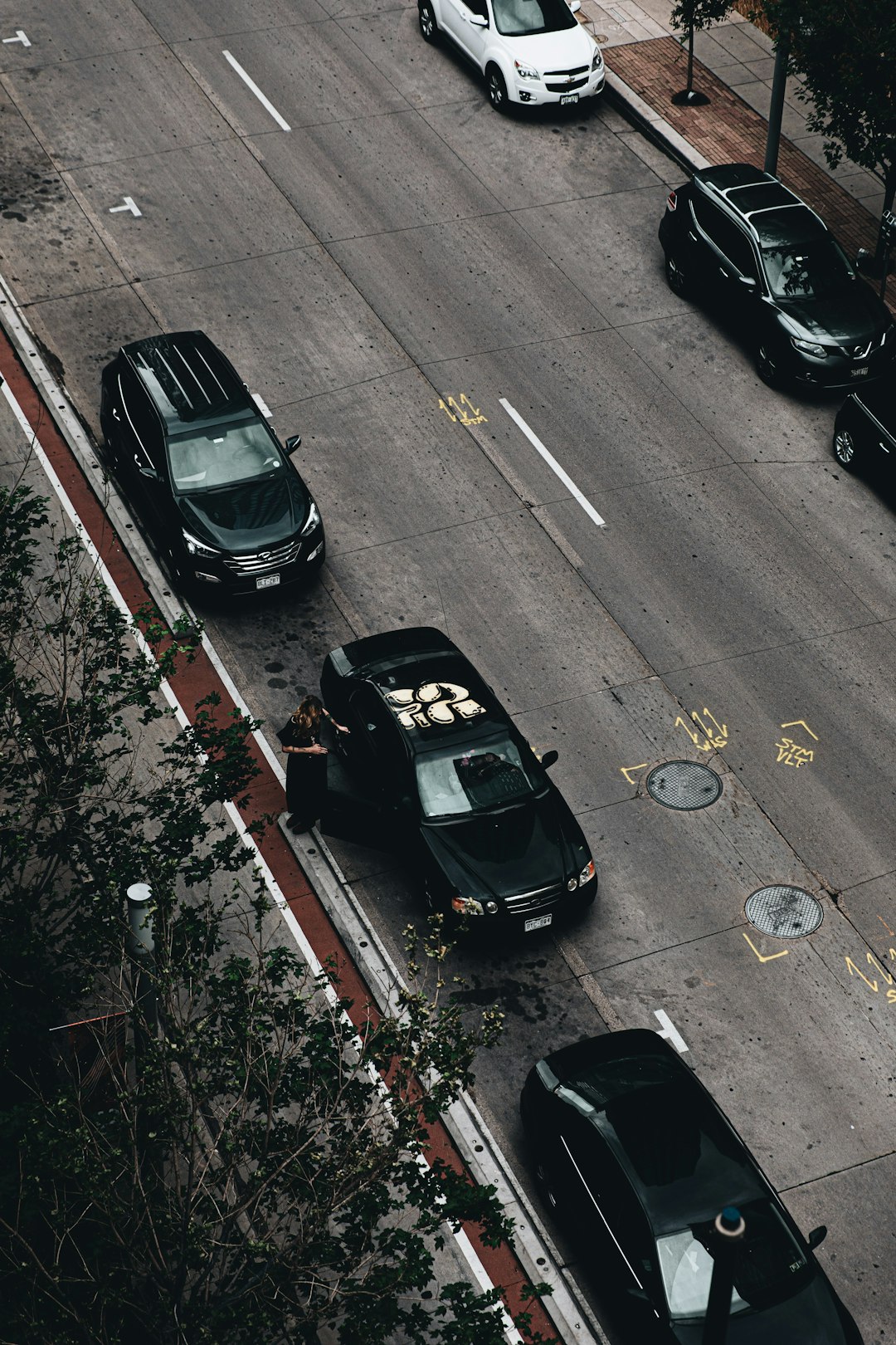 black car on the road