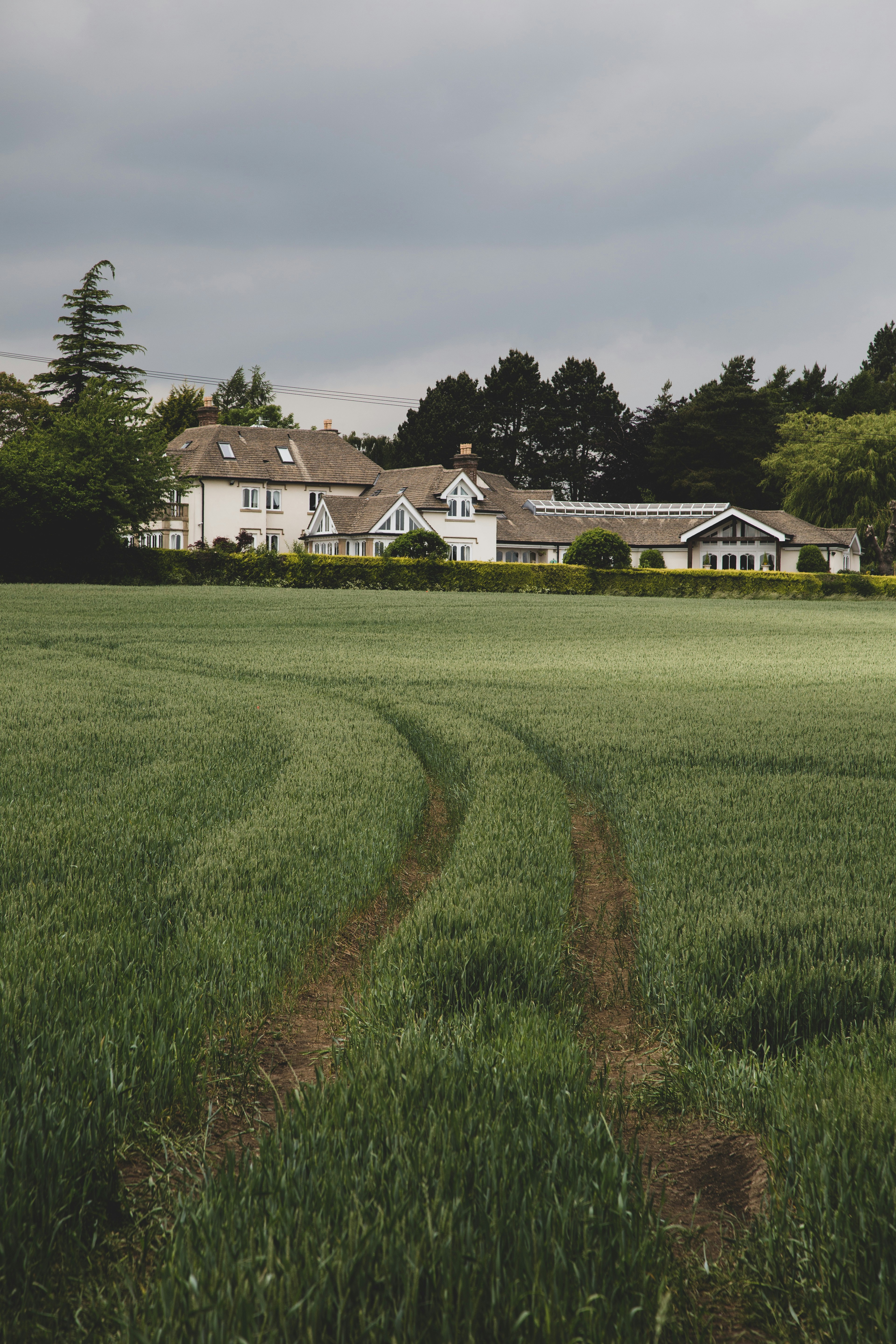 white and brown house on green grass field