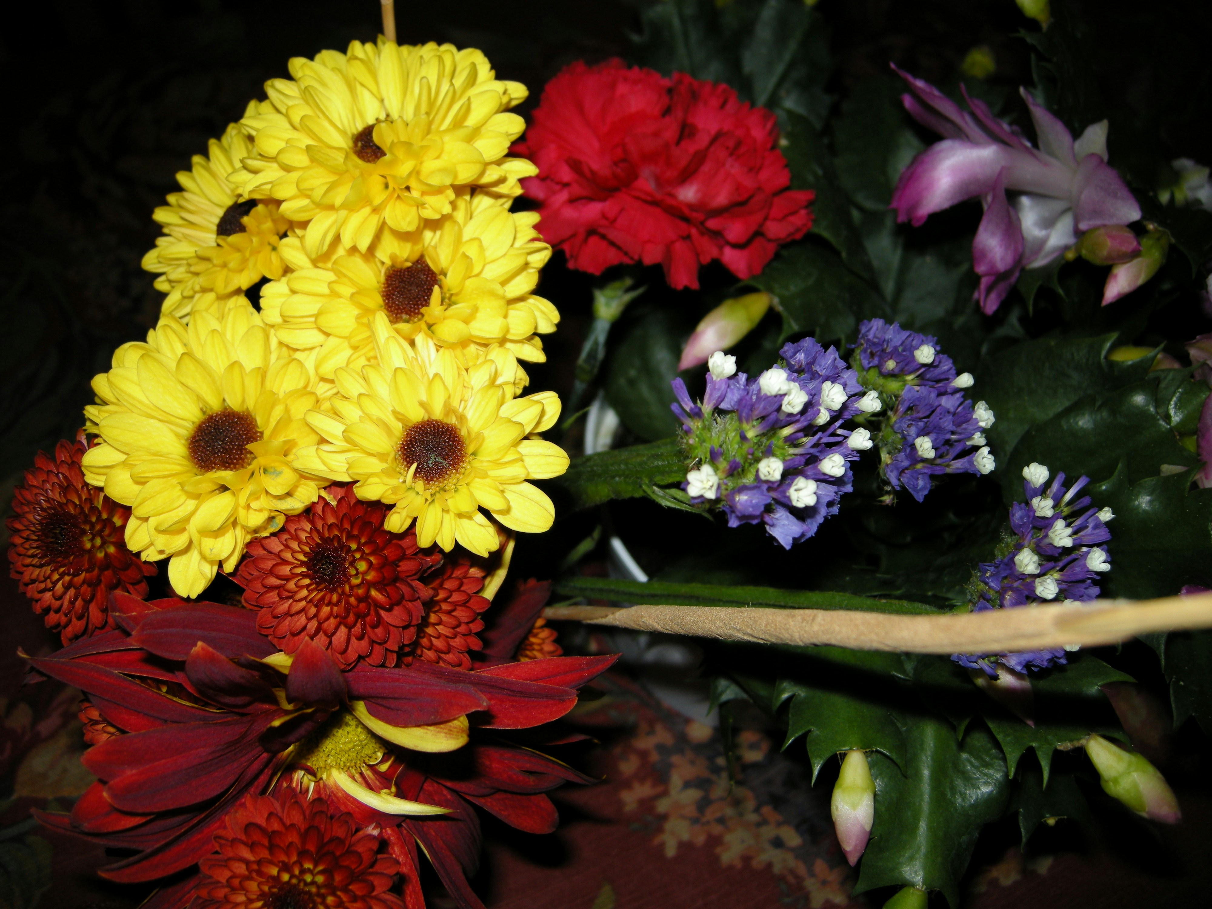 Vibrant seasonal mixed bouquet with dahlias and wildflowers
