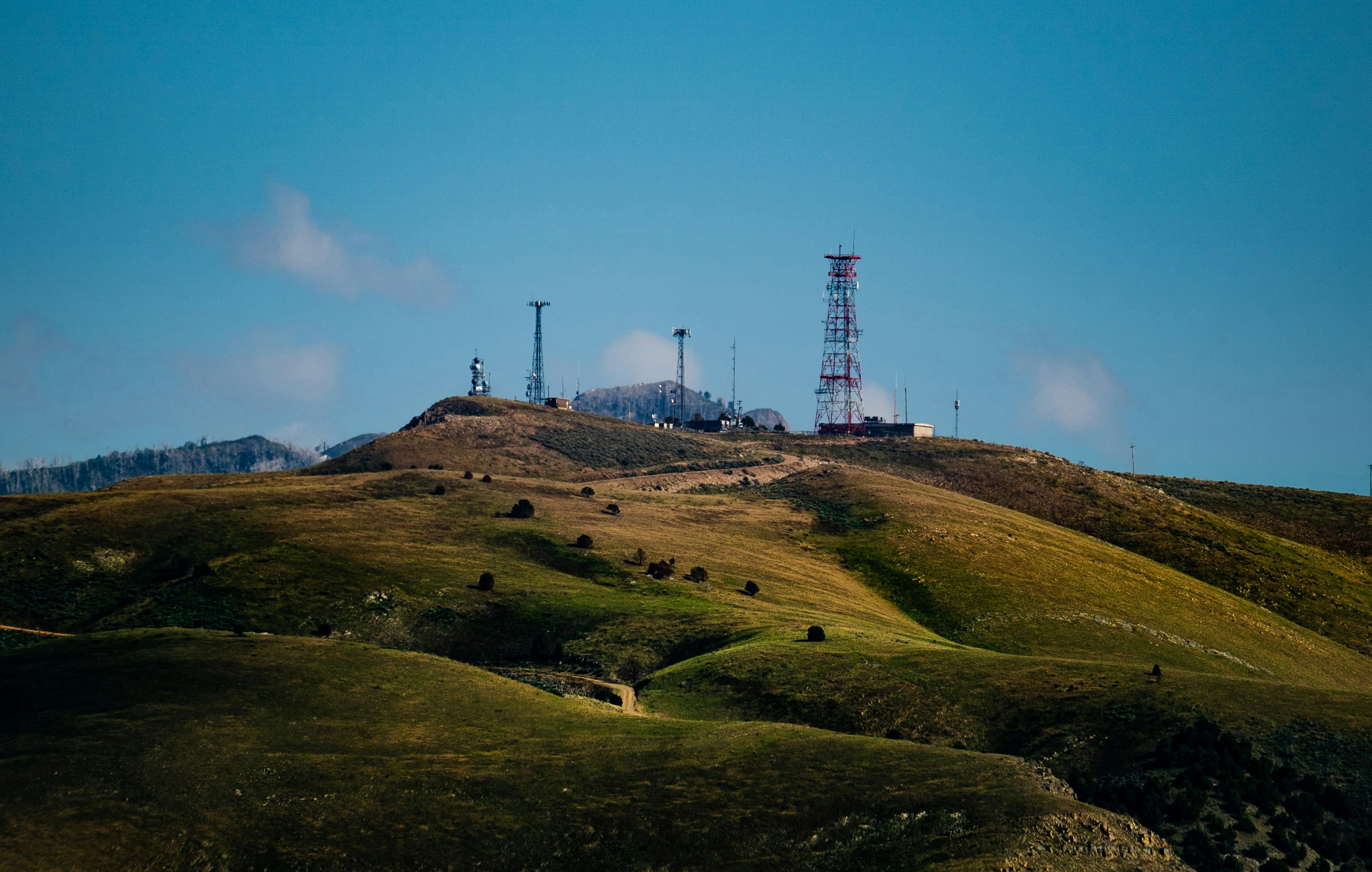 Cell towers on a hill