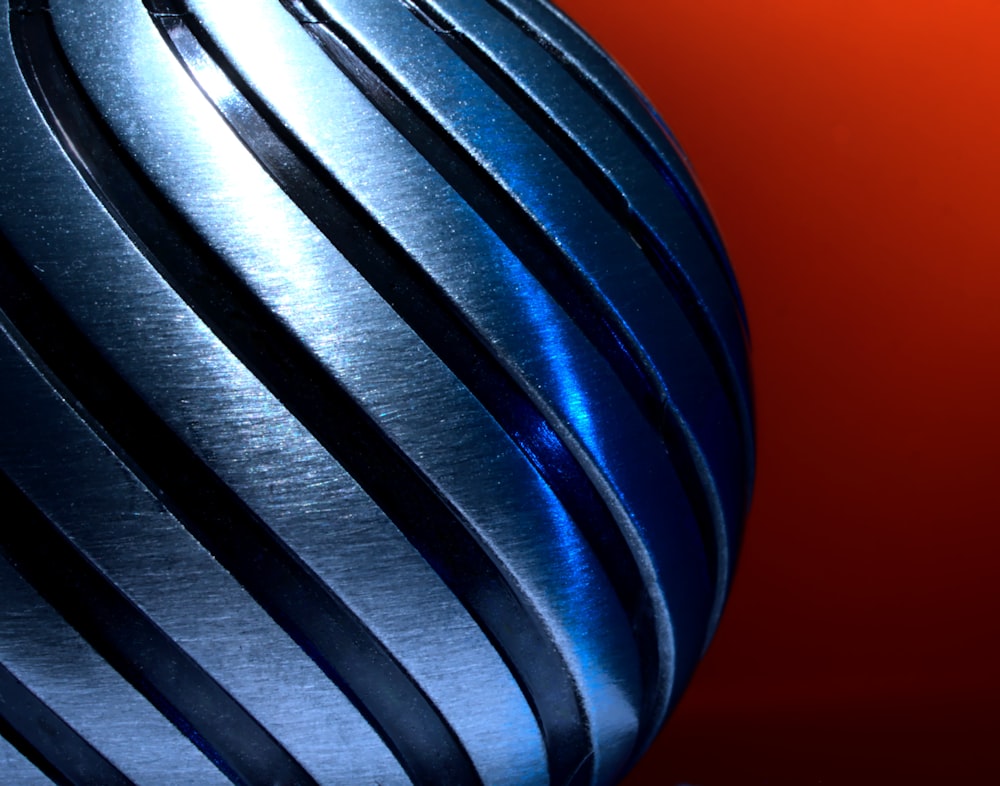 blue and white striped ball