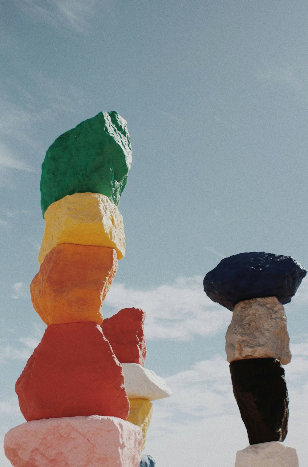 orange green and blue rock formation