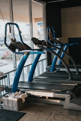 black and blue exercise equipment