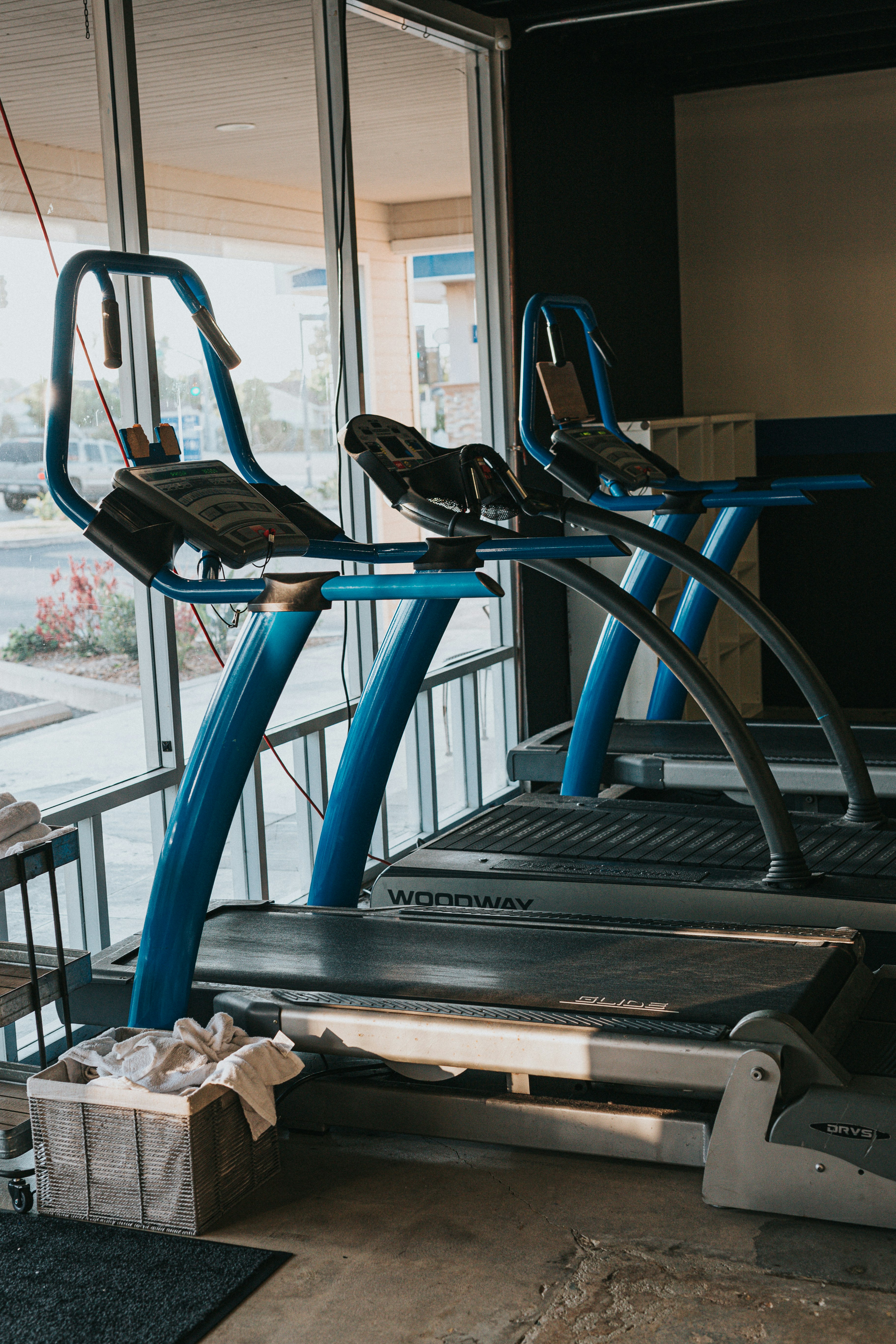 black and blue exercise equipment