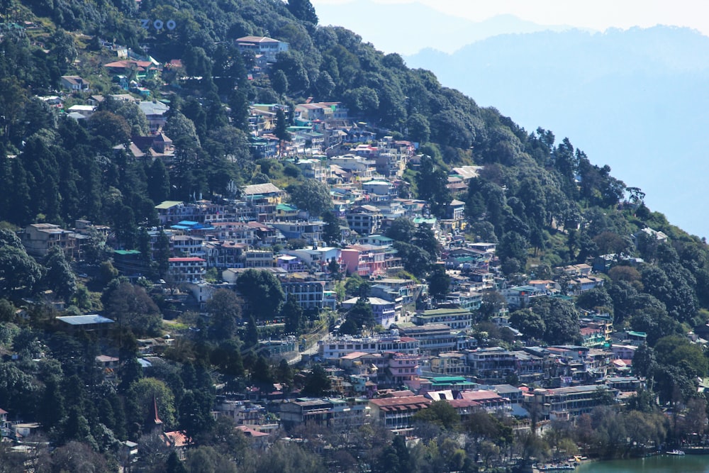 aerial view of city on mountain during daytime