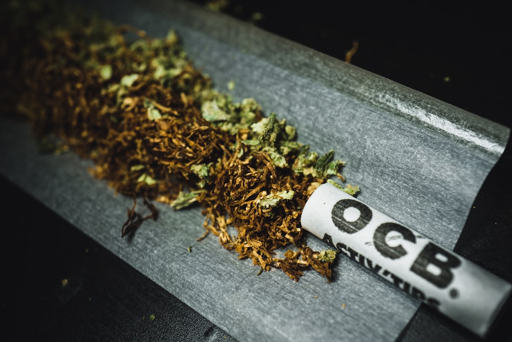 a close up of a bunch of leaves on a table