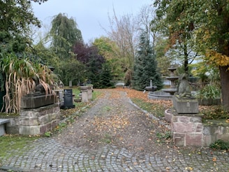 Beautiful thematic garden with Balinese statues and walking paths.