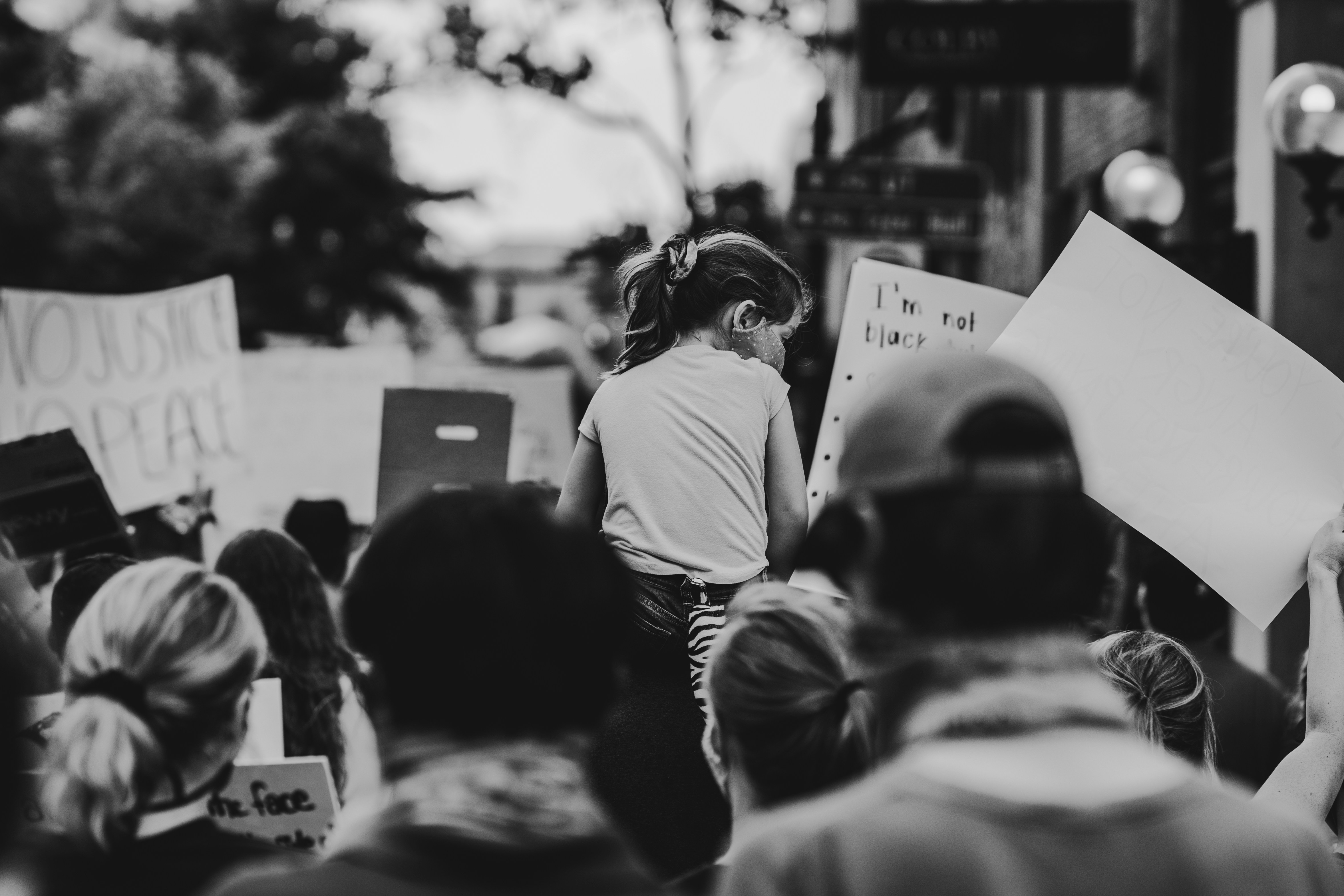 grayscale photo of people walking on street, Black Lives Matter protest in Tennessee