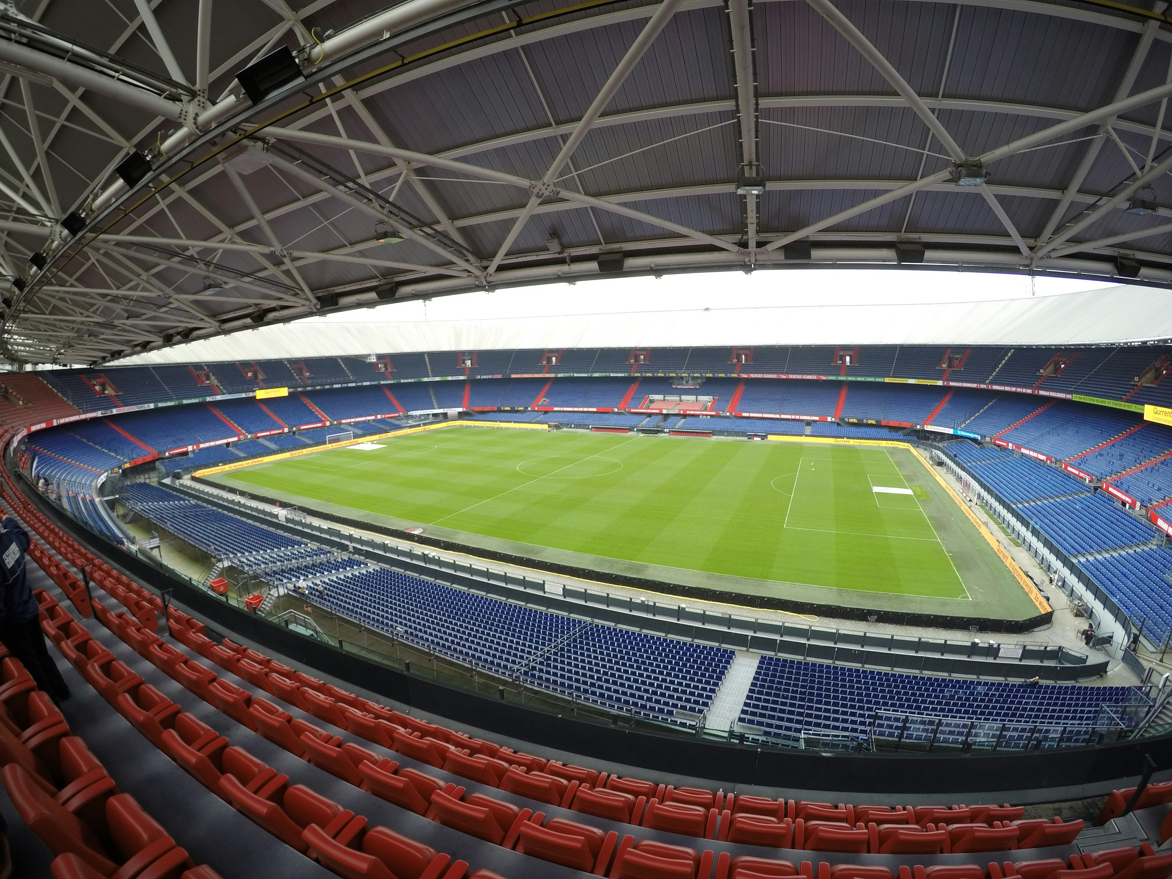 blue and red stadium interior