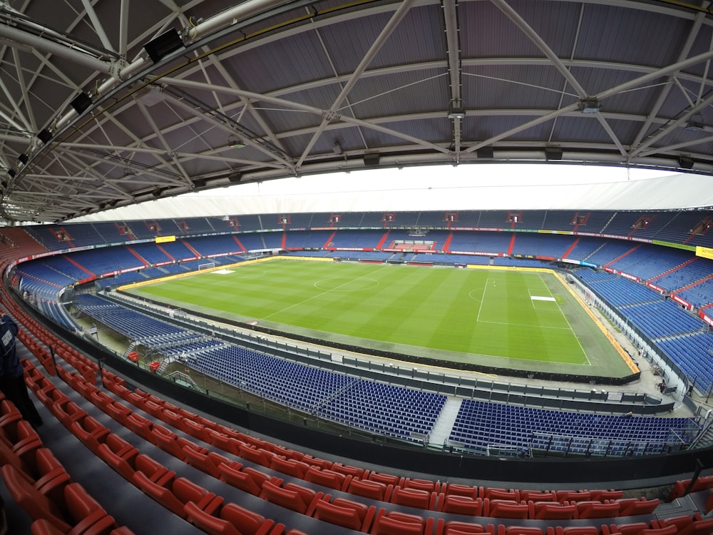 blue and red stadium interior