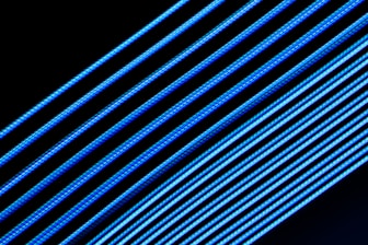 blue and white striped textile