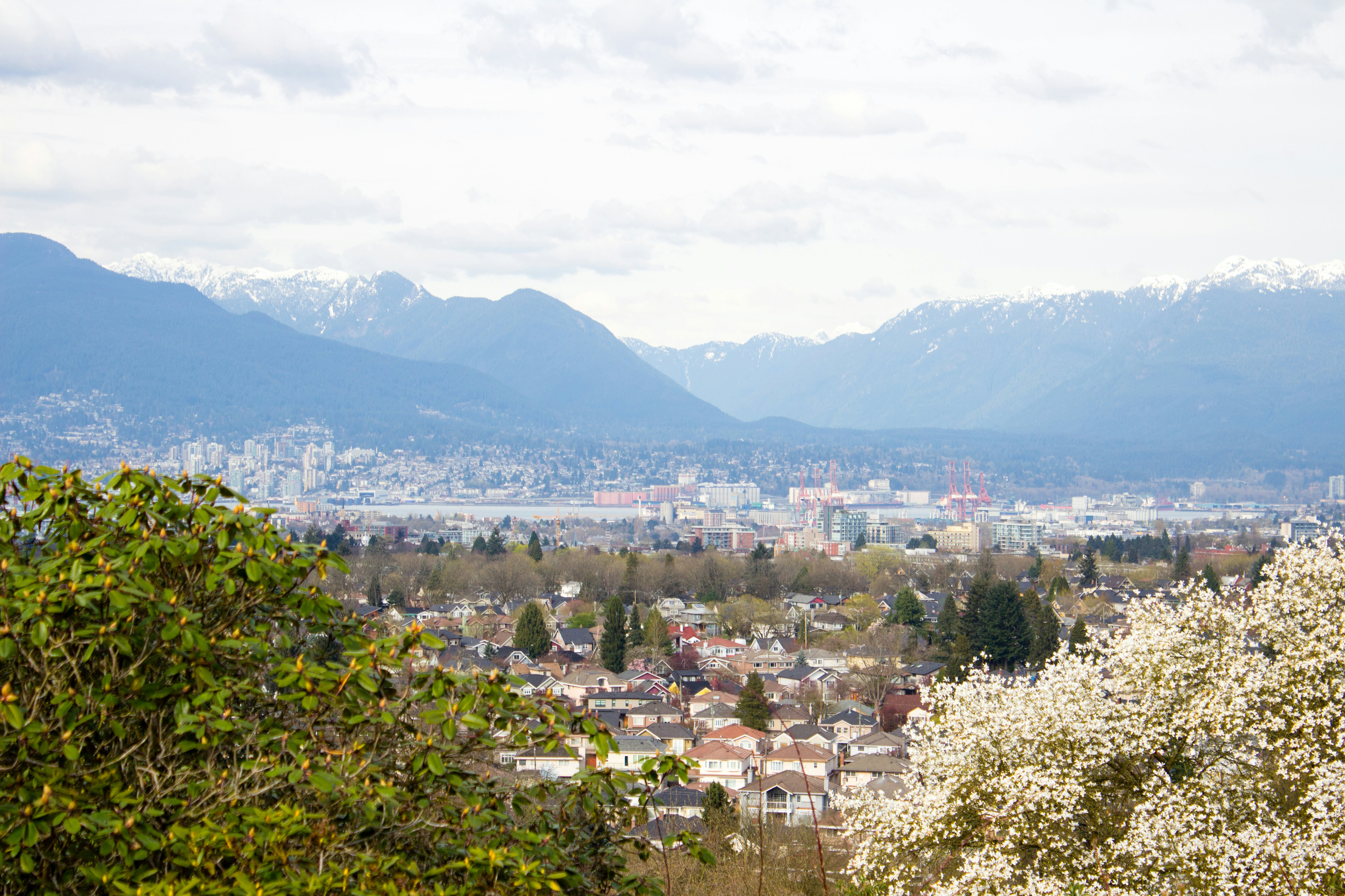 aerial view of city near mountain during daytime