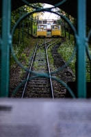yellow train on rail tracks