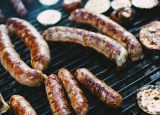 brown sausage on black grill