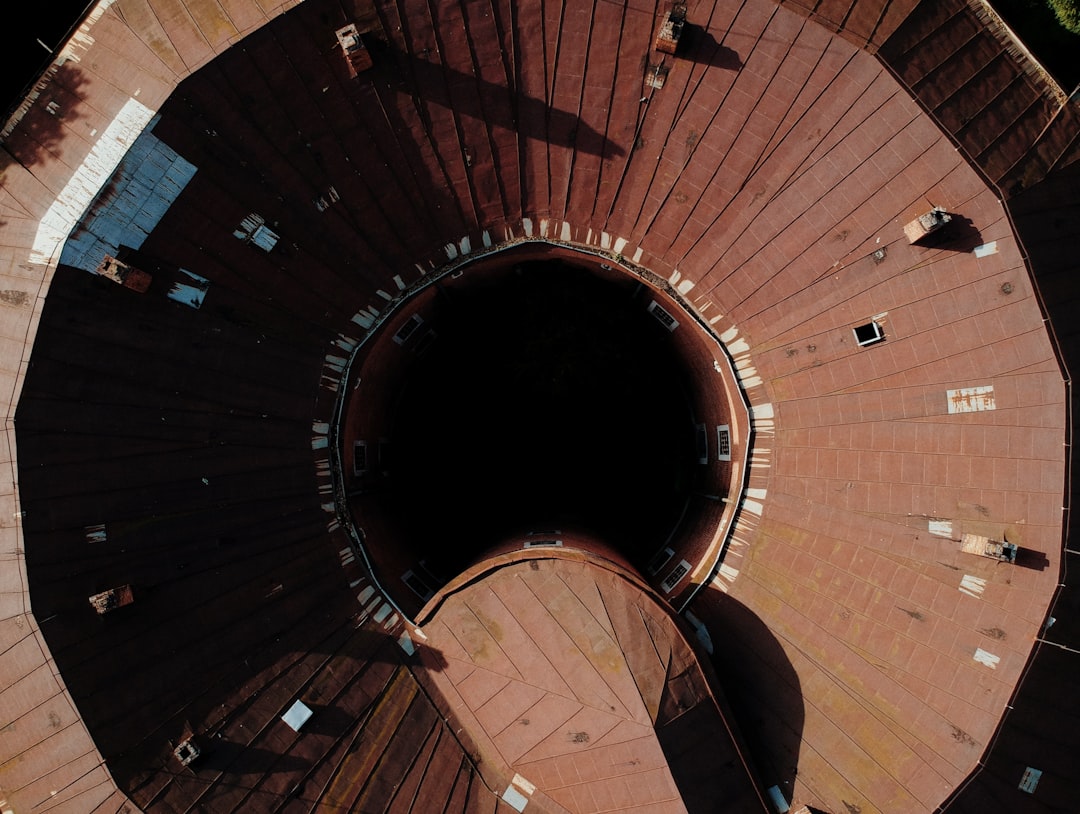 brown and black spiral staircase