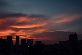 silhouette of city buildings during sunset