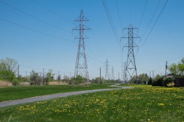 gray concrete road between green grass field under blue sky during daytime