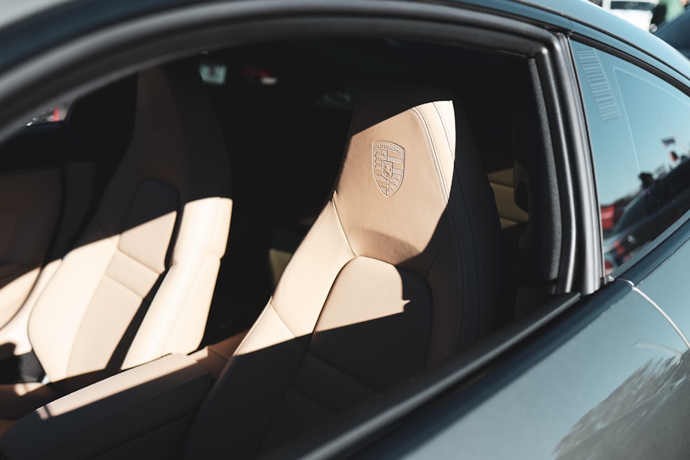 black car door with brown paper