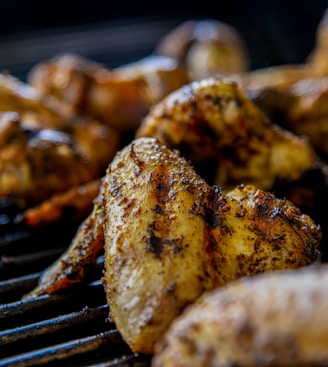 grilled meat on black grill