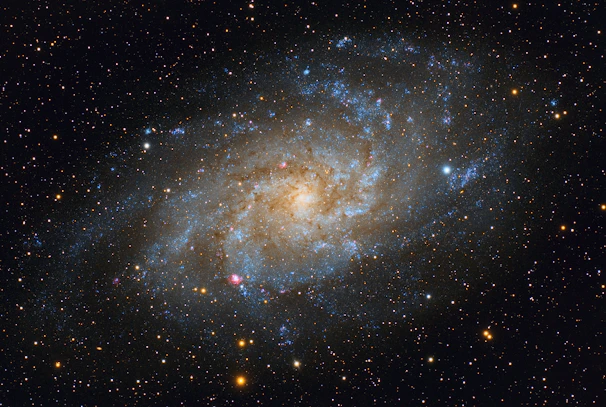 A detailed 3D model of a spiral galaxy glowing with stars and cosmic dust.