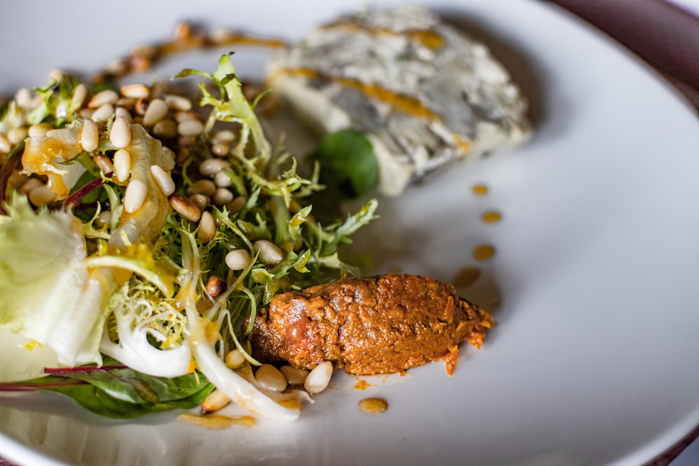 cooked food on white ceramic plate